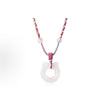 Chalcedony Cat Ear Pendant Necklace with Peace Buckle