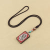Tibetan Thangka Pendant Necklace, Ebony Wood Rope