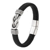 Braided Leather Bracelet with Infinity Knot Clasp