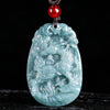 Chinese Zodiac Jade Pendant Necklace Blue Water Horse Luck Rope