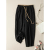 Casual Solid Color Cotton Linen Drawstring Women's Pants With Pockets