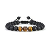 Tiger Eye and Lava Rock Bracelet, Handmade Adjustable Stone Bead