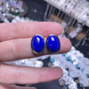 Oval Lapis Lazuli Stud Earrings, Copper Post