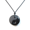 Black Obsidian Yin Yang Necklace Pendant, Taoist Symbol of Balance