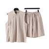 Men's Cotton Linen Vest and Shorts Set, Chinese Style Sleeveless Top