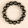 Black Obsidian Bracelet, 12mm Silver Sheen Beads
