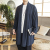 Men's Loose Linen Blend Coat, Mid-length Casual Outerwear