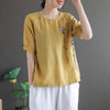 Women's Vintage Embroidered Flower Cotton T-Shirt