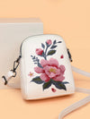 Embroidered Floral Crossbody Bag, Small PU Shoulder Purse