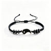 Yin Yang Bracelet Set for Couples, Black and White Adjustable Cord