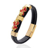 Double PiXiu Wealth Luck Leather Magnetic Buckle Bracelet