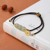Hetian Jade Bead Braided Bracelet with Gold-tone Charm