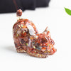 Resin Cat Figurine with Crystal Gravel, Desk Decor