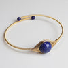 Gold-Tone Wire Wrapped Gemstone Bead Bangle Bracelet