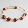 Gold-Tone Wire Wrapped Gemstone Bead Bangle Bracelet