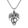 Men's Dragon Necklace, Pure Tin Pendant on Stainless Steel Chain