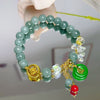 Strawberry Quartz and Jade Bracelet with Fortune Charm