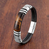 Tiger Eye Stone Leather Buckle Bracelet Unisex
