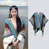 Knit Striped Poncho Wrap with Tassels, Cozy Travel Shawl