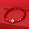 Lotus Silver Charm Bracelet on Red or Black Cord