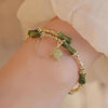 Bamboo Pattern Luck Bracelet Bangle with Agate Charm