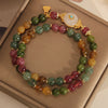 Double Wrap Tourmaline and Jade Flower Bracelet