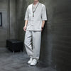 Men's Linen Tang Suit Set with Frog Buttons