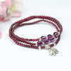 Garnet Triple Wrap Bracelet with Charm, Handmade