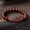 Rotating Wood Bead Bracelet with Six True Words Charm