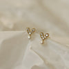 Sterling Silver Heart Stud Earrings with Pearl Drop