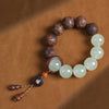 Wood Bead Bracelet with Engraved Charms and Tassel