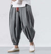 Men's Linen Harem Pants With Drawstring Waist And Pockets
