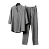 Men's Meditation Cloth Set: Rabbit Hair V-Neck Top and Pants