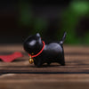 Hand-Carved Rainbow Wood Cat Figurine
