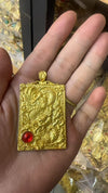 Dragon Gold-Tone Pendant with Green or Red Gemstone