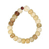 Single strand bracelet with cream and brown bodhi seed beads and a white cat paw charm