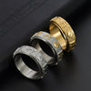 Spinning Yin Yang Ring with Nine-Word Mantra, Stainless Steel