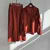 Women's Cotton Linen Meditation Set Long Sleeve Shirt Pants