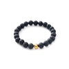 Matte Lava Rock and Howlite Bead Bracelet with Skull or Metal Charm