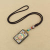 Tibetan Thangka Pendant Necklace, Ebony Wood Rope