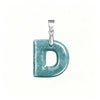 Natural Blue Water Jade Letter Pendant Necklace Titanium Steel