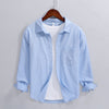 Men's Long Sleeve Linen Shirt Turn-down Collar Cotton Blend Casual Top