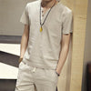 Men's Linen Short Sleeve Shirt Casual Summer Half Sleeve T-Shirt