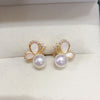 18K Gold Plated Butterfly Pearl Stud Earrings with Zircon
