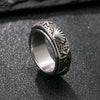 Rotatable Stainless Steel Ring with Carved Motifs