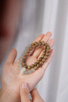 Wood and Green Stone Double Wrap Bracelet