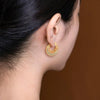 Crescent Moon Jade Hoop Earrings, Gold-Tone Copper Studs