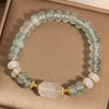 Blue Chalcedony Abacus Bead Bracelet with White Jade Charm