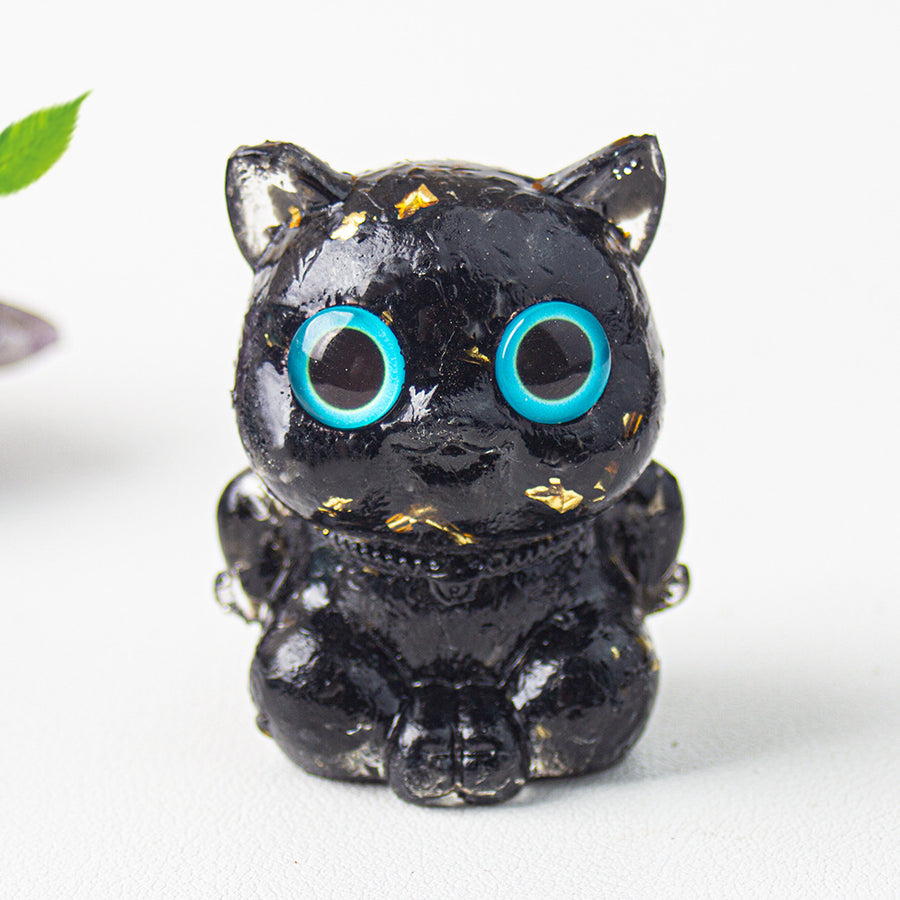 Crystal Chip Resin Cat Figurine