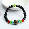 Nine-Eye Dzi Bead Black Agate Bracelet